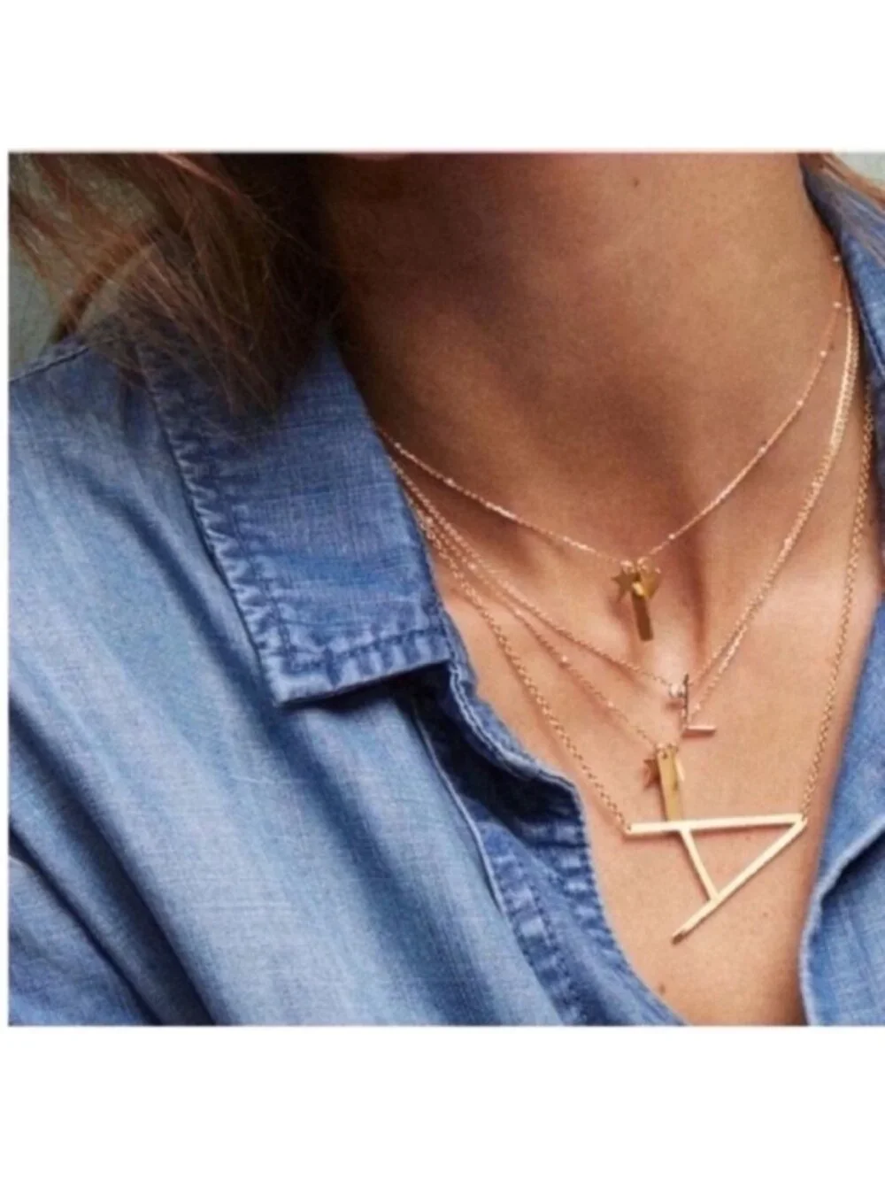 New! Anthropologie Gold Initial Monogram Letter Necklace NWOT